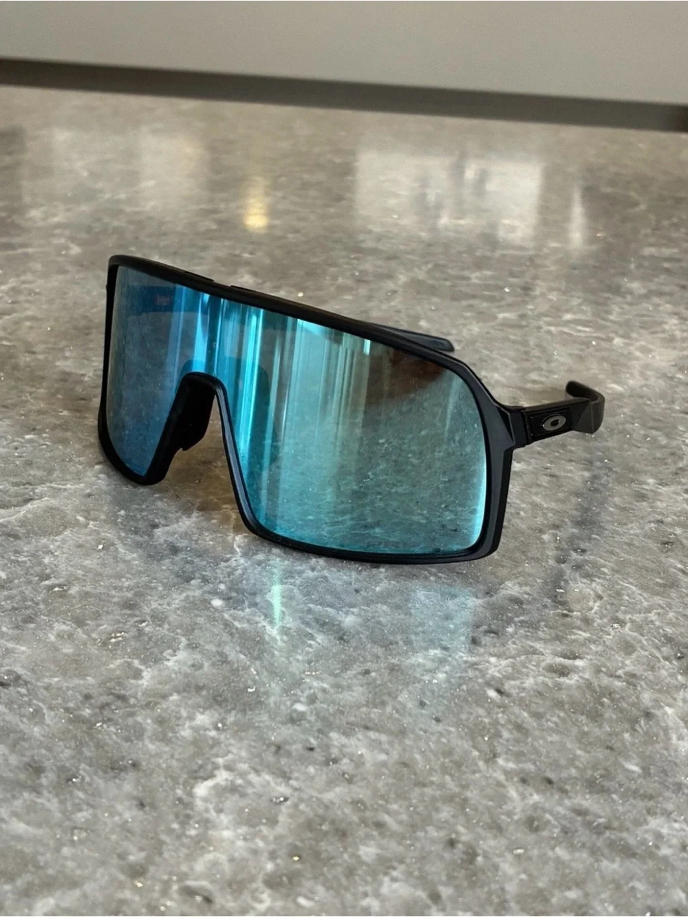 Oakley Shield Sunglasses with Blue Mirrored Lenses